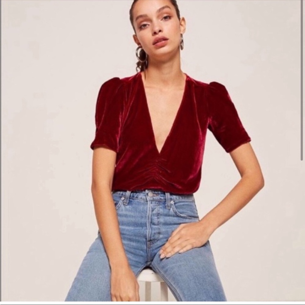 Reformation Fiona Velvet Top